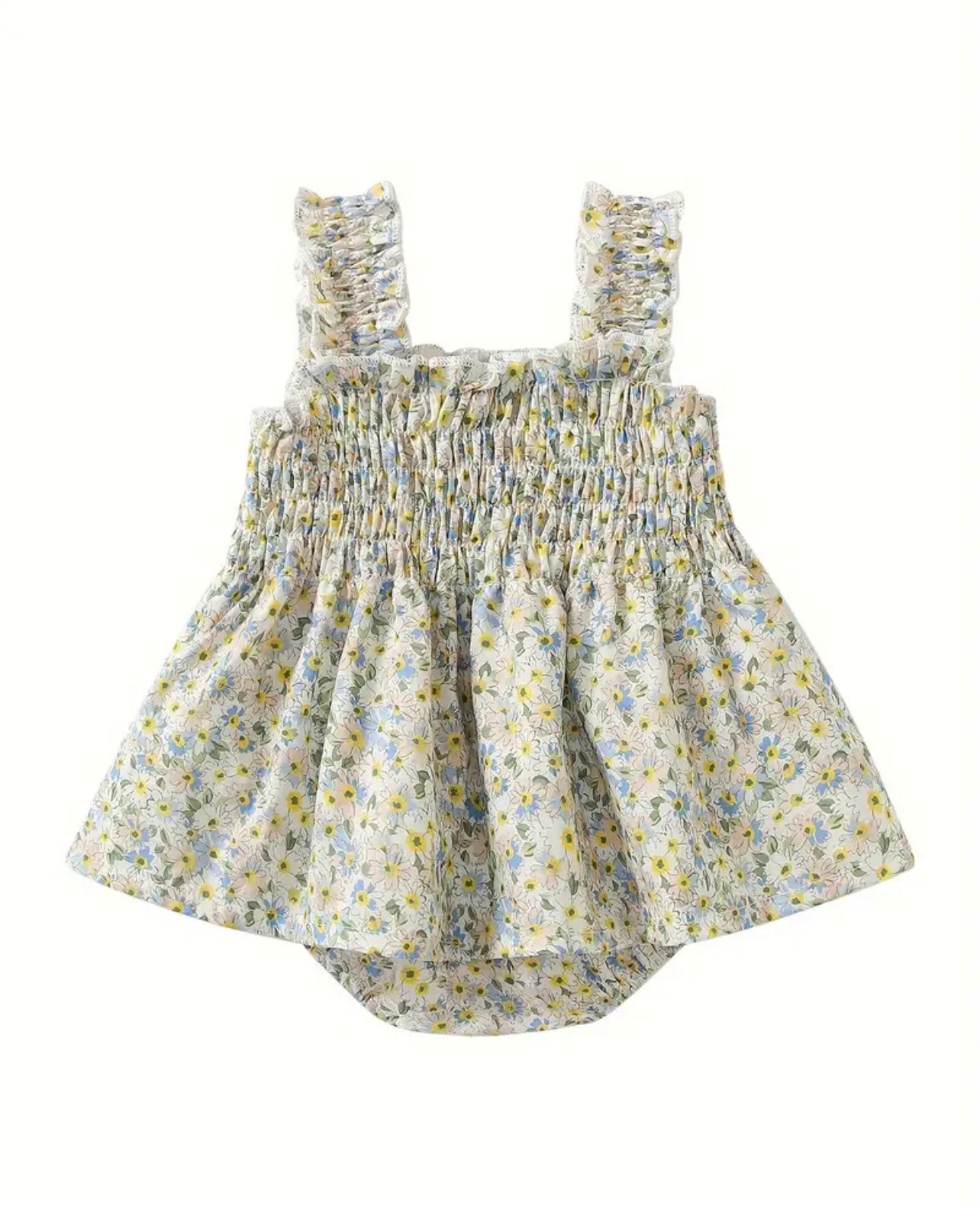 Vestido Flores Bebe con Gorrito