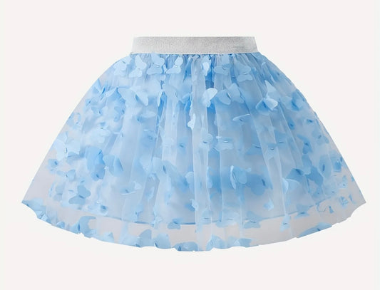 Falda Mariposas Azul Tul