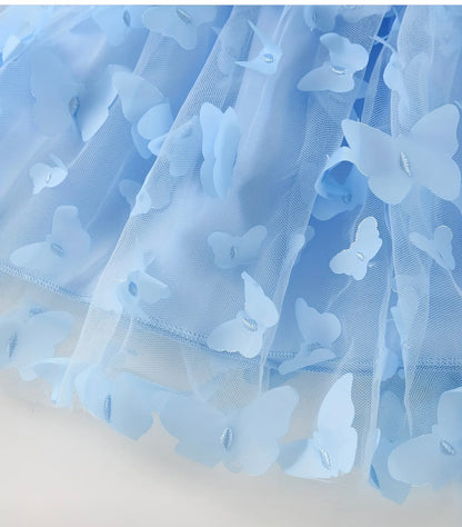 Falda Mariposas Azul Tul