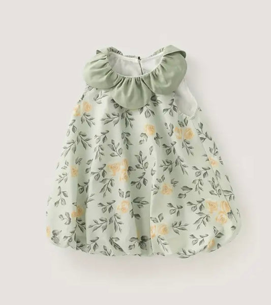Vestido Menta con Flores Amarillas