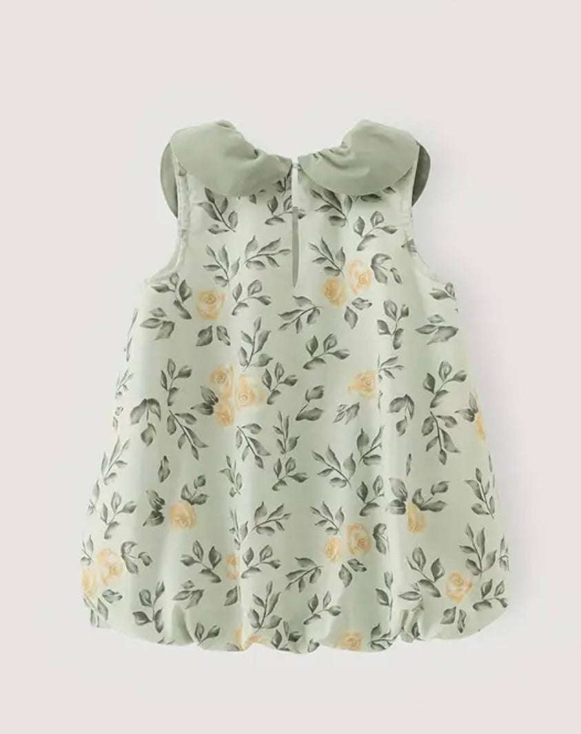 Vestido Menta con Flores Amarillas