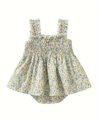 Vestido Flores Bebe con Gorrito